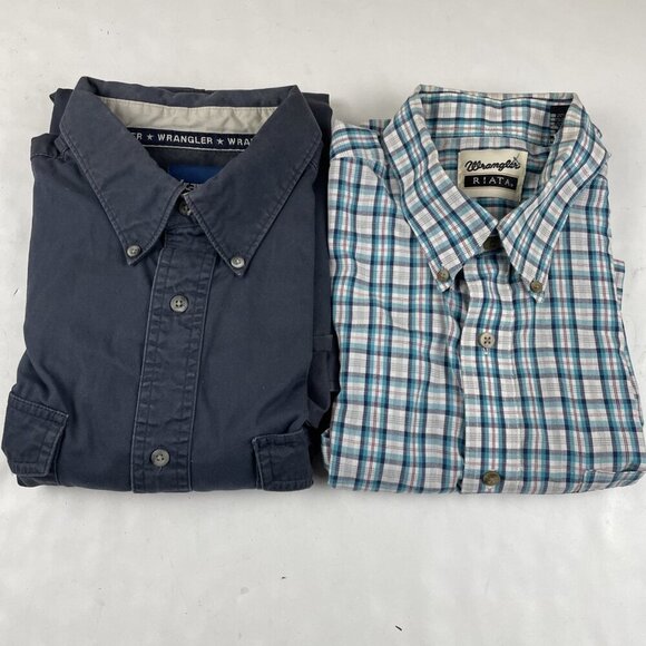 Wrangler Button Up Shirt Men’s XLT Short/Long Sleeve Med/Light Weight Lot Of 2 - Picture 1 of 10
